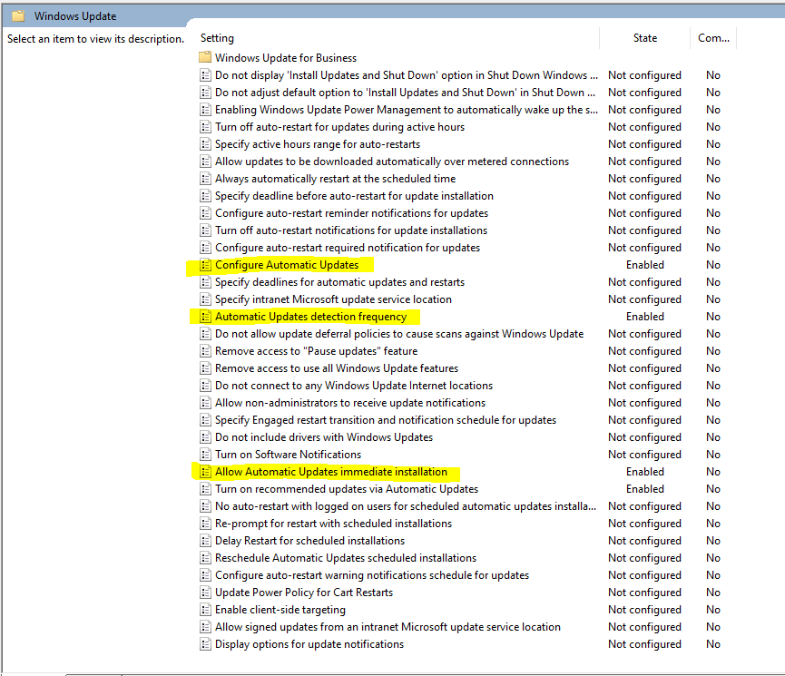 Windows Server 2019 - Windows Update Group Policies