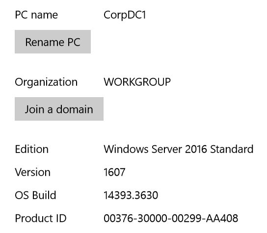 CorpDC1 is the name we are going to use in this example.